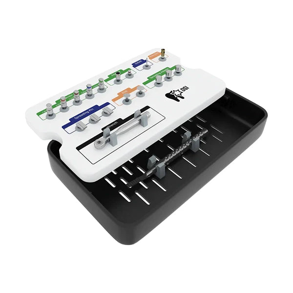Ridge and bone manipulation kits with spreaders, expander drills and bone collectors.