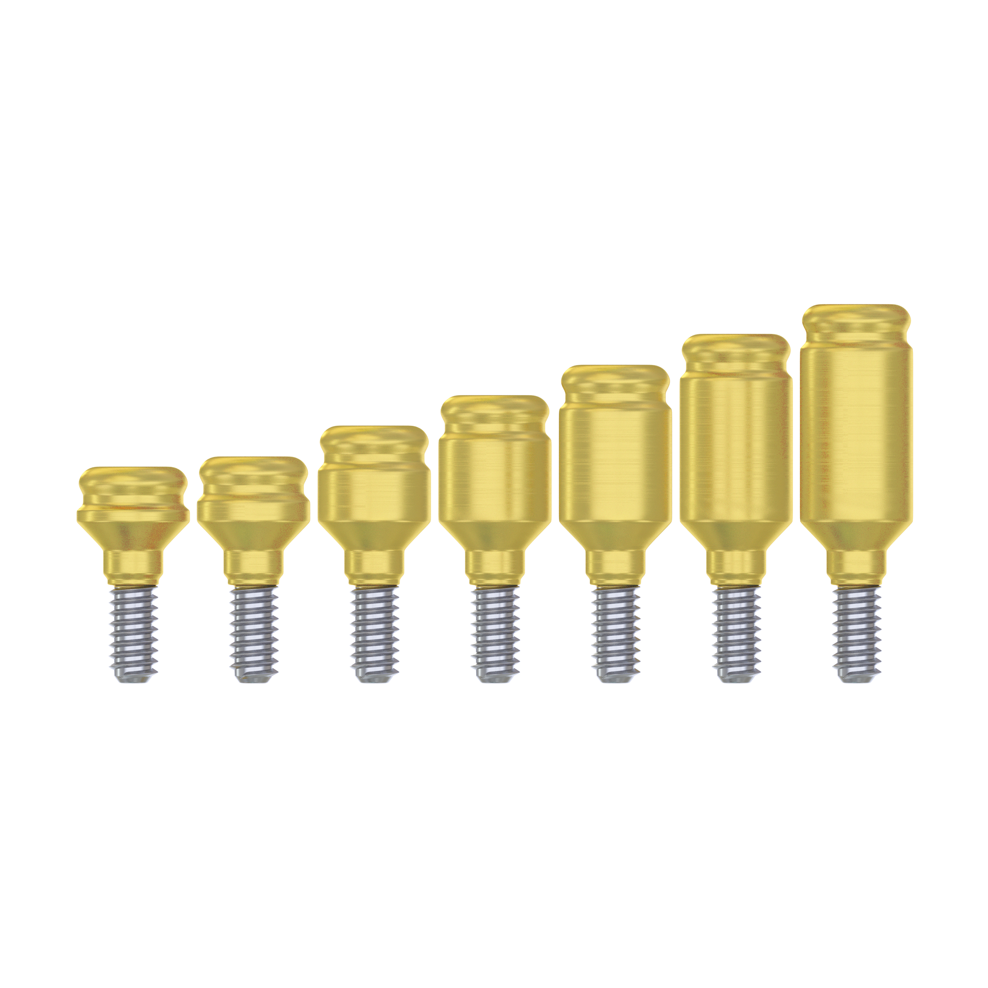 DIP Dental's overdenture attachment components for Internal Hex implants, compatible with MegaGen®, Osstem®, Neodent®, Zimmer®, Nobel Active® and more.