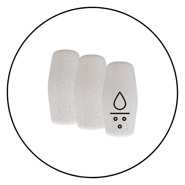 Hemostatic sponge cubes, sponge plugs and bone graft for extraction socket preservation.
