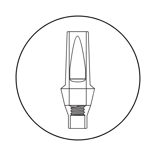 Conical Hex stock abutments and healing caps for conical connection implants with hex interlocking.