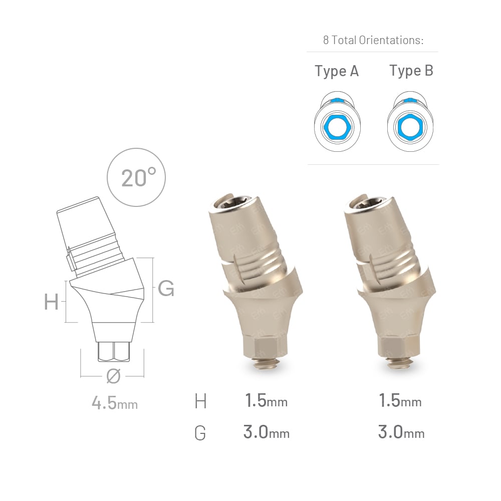 Straumann® Bone Level RC Sirona® CEREC compatible 20° angled CAD/CAM Ti-Base