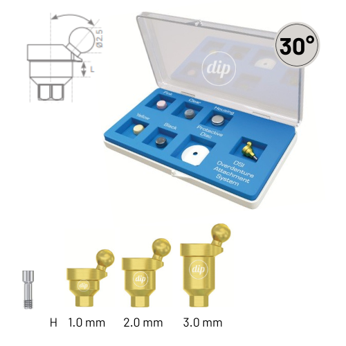 30° Angled Ball Attachment Kit for Internal Hex RP 3.5