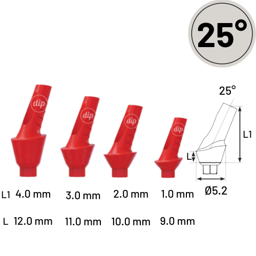 25° Angled Castable Anatomic Abutment for Internal Hex RP 3.5