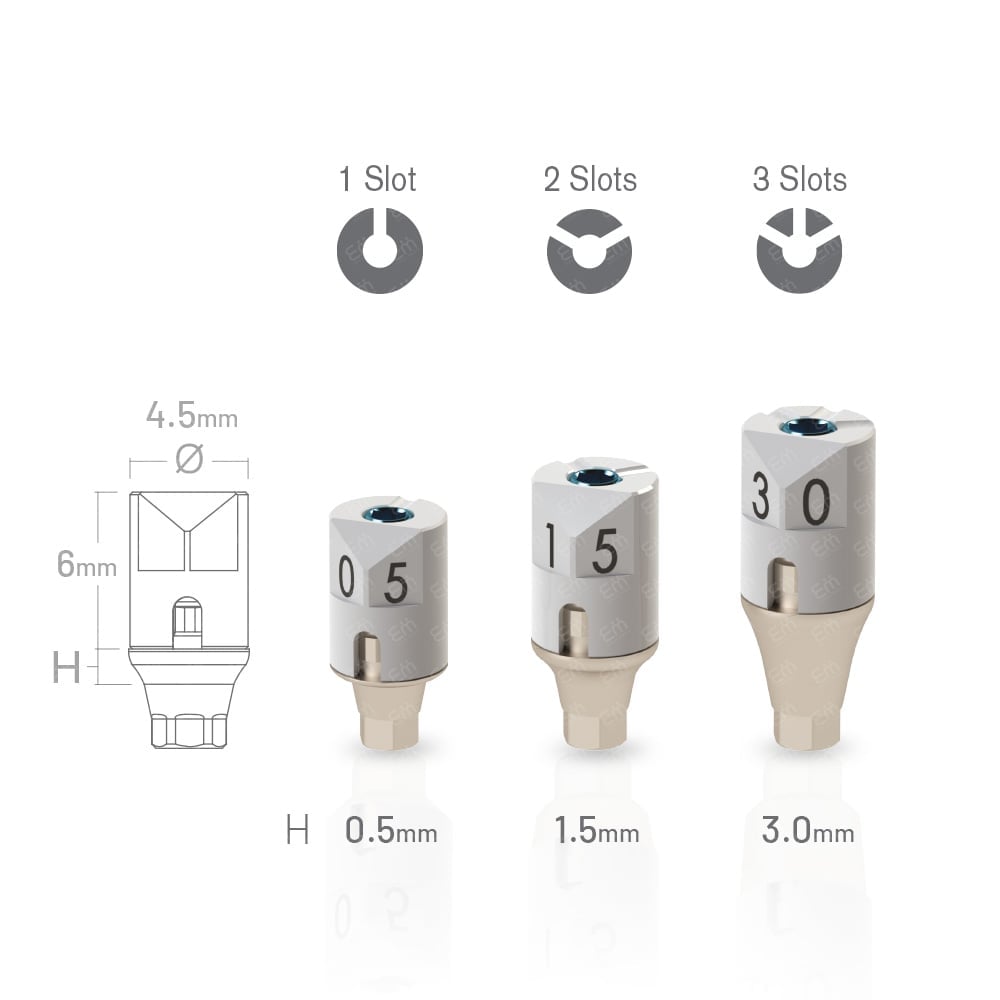 Straumann® Bone Level NC Sirona® CEREC compatible straight scan body (scan post), heights 0.5, 1.5 and 3.0mm, CrossFit® Ø3.3
