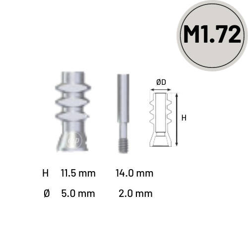 Open-Tray Impression Coping for Multi-Unit M1.72 For Internal Hex RP 3.5 (Long)
