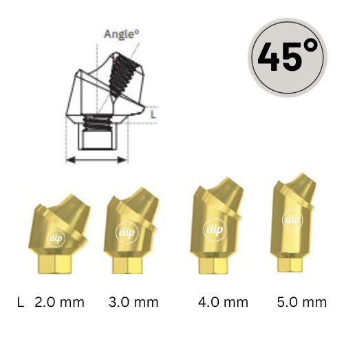 45° Angled Classic Multi-Unit Abutment M1.4 for Internal Hex RP 3.5