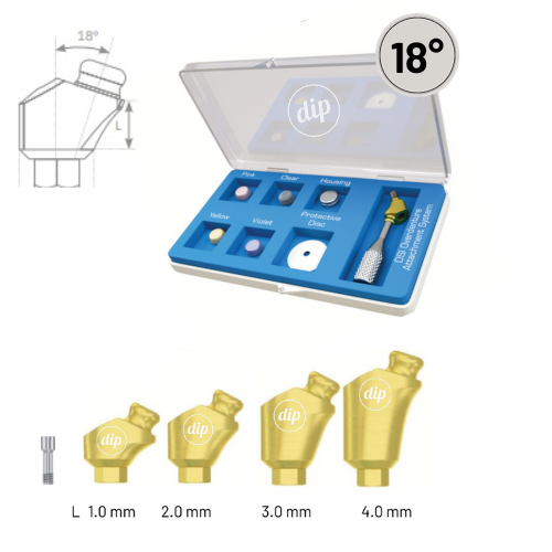 18° Angled dip-Lock™ Overdenture Attachment KIT for Internal Hex RP 3.5