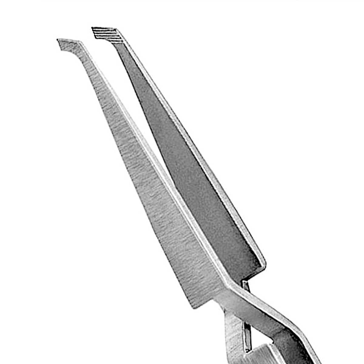 Stainless steel orthodontic bracket tweezer with aligning blade