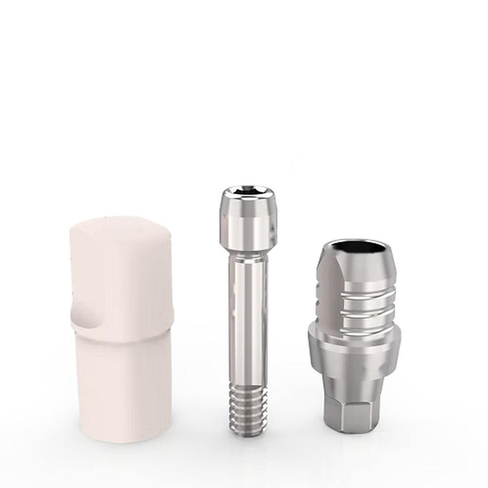 CAD/CAM Scan Body Osstem TS / Hiossen ET - Mini Platform - 3-Piece Exploded Kit, PEEK Cap, Screw, Titanium Base
