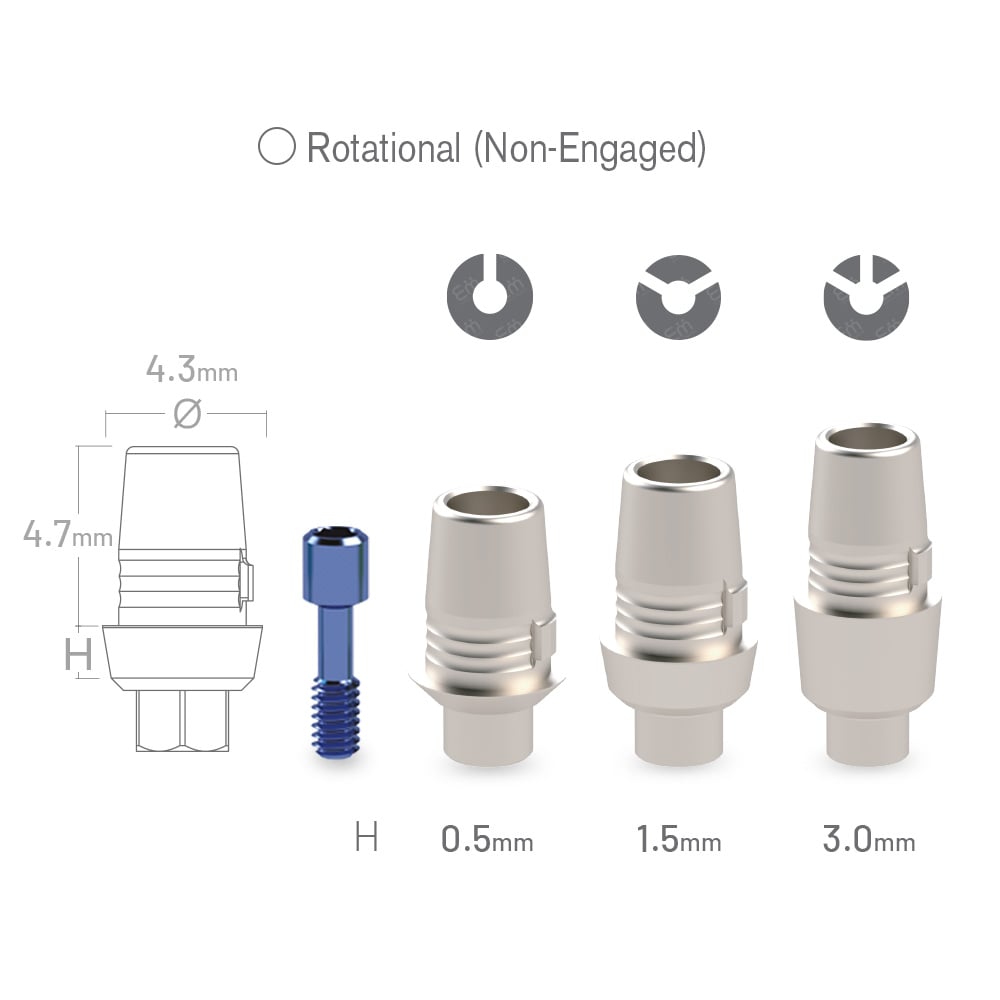 Internal Hex Ø2.42mm RP 3.5 Sirona® CEREC compatible rotational (non-hex) CAD/CAM Ti-Base