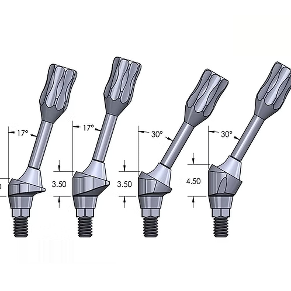 17° Angulated Multi-Unit Abutment Osstem TS / Hiossen ET Mini 2.1mm - Technical Diagram, All Angles and Heights
