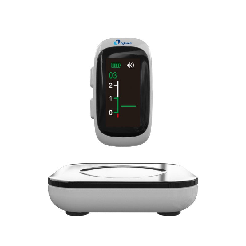 Eighteeth AirPex apex locator on its charging base, front view