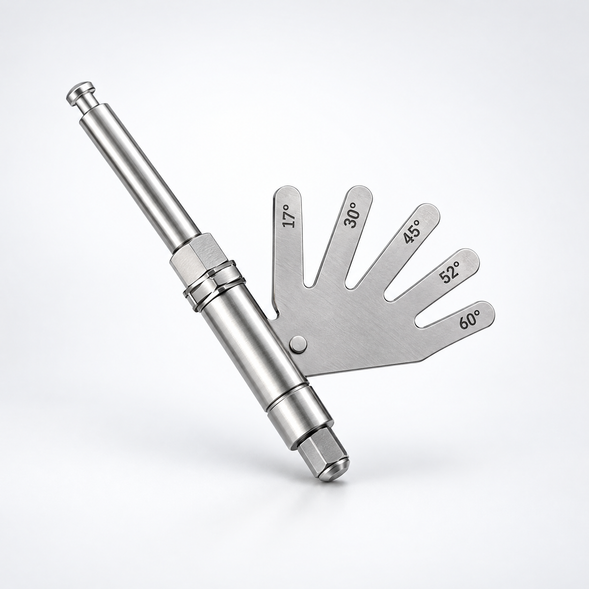 JD ZAPA Tool JDID102 aligning instrument at an angle: stainless steel implant driver with a five-finger angle-marker fan