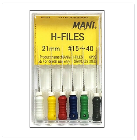 Mani Root Canal Hedstrom SS H-Files 6/pk 21mm