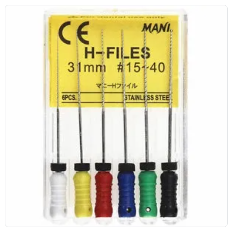 Mani Root Canal Hedstrom SS H-Files 6/pk 31mm