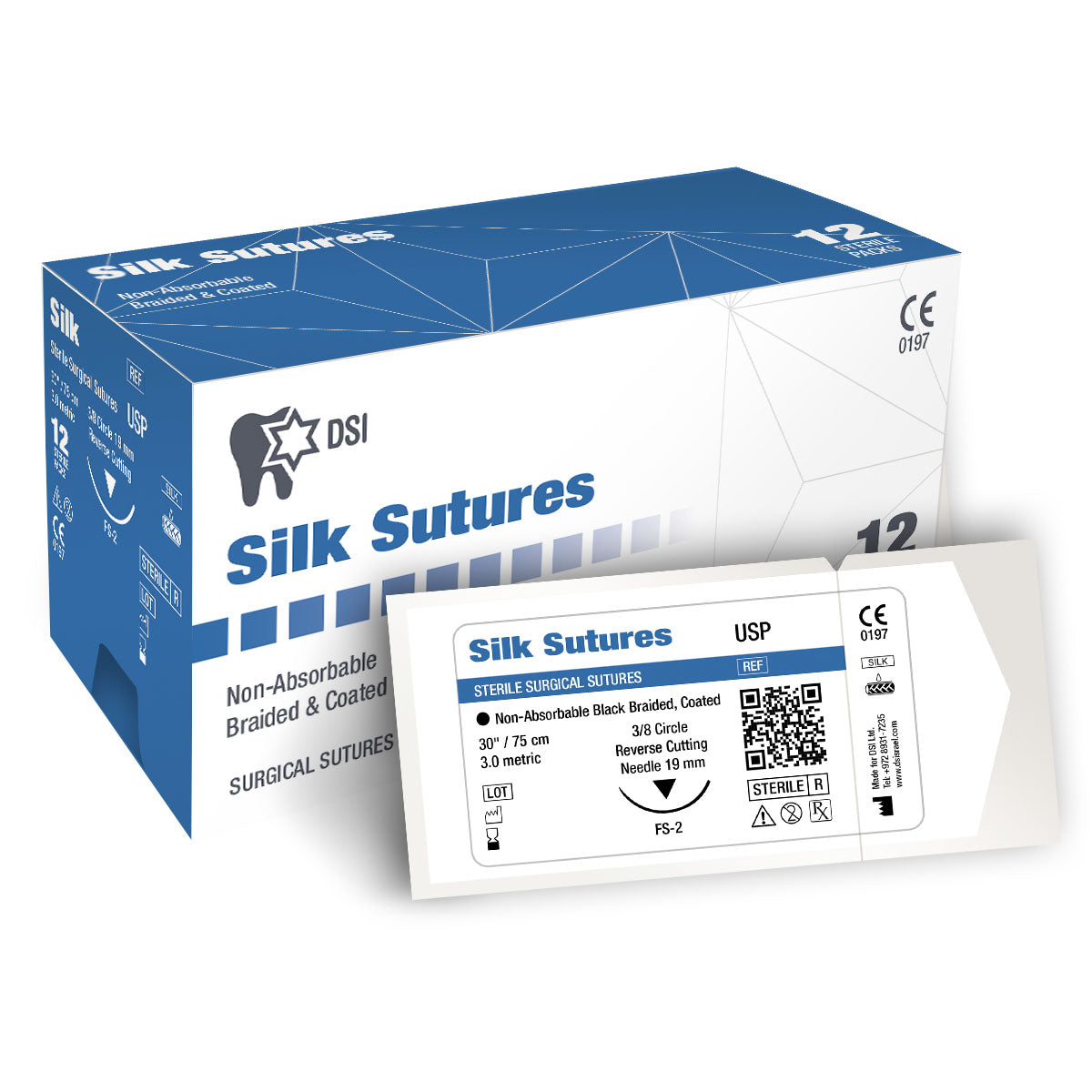 DSI Silk Multifilament Non-resorbable Surgical Sutures 75cm 12pcs pack_3