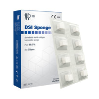 Gelatin sponge cube offering a large variety of hemostatic and antimicrobial formulations for socket care at competitive prices.