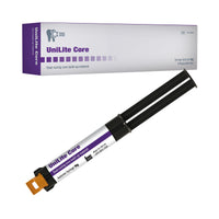 Dual-cure core build-up material for reinforcing teeth before crown preparation, offered at competitive prices.