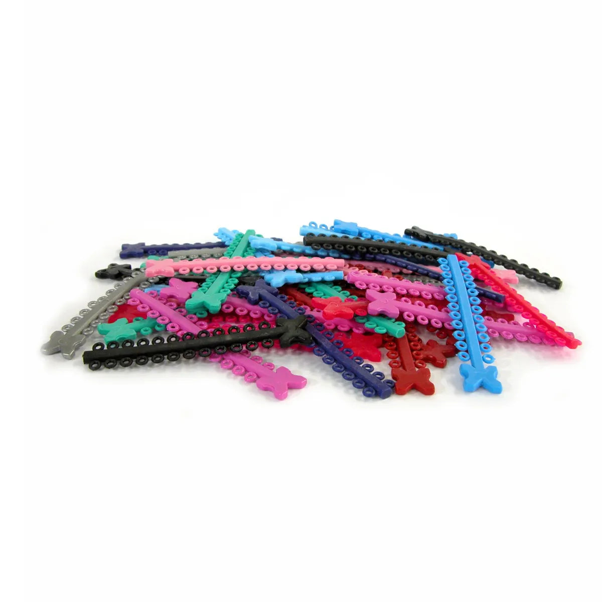 DIP Dental's colorful elastic ligature ties and modules come in a huge inventory of shades for securing archwires to brackets.