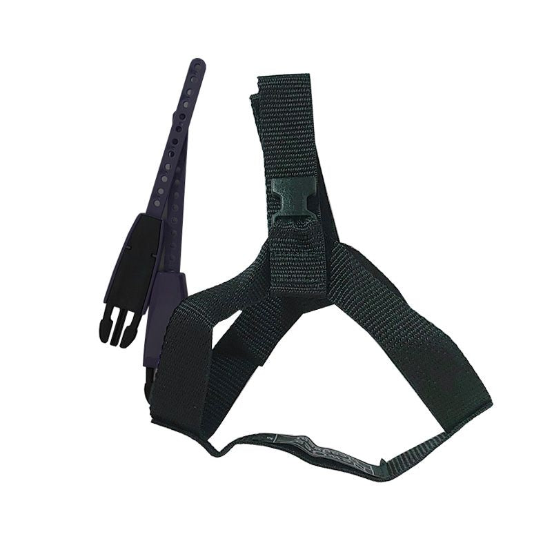 Black high-pull chip cap headgear, medium size, with safety-release strap