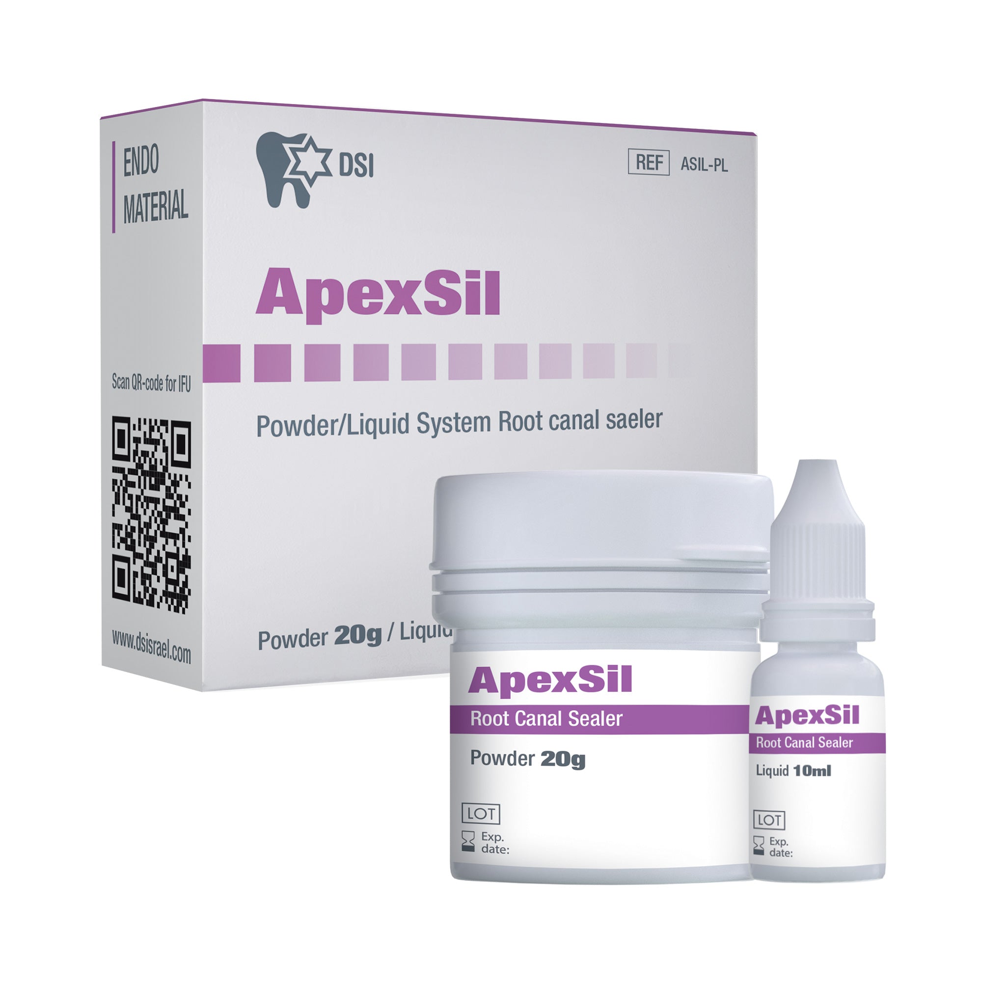 DIP Apexsil Endodontic Root Canal Sealer Powder 20g + Liquid 10ml