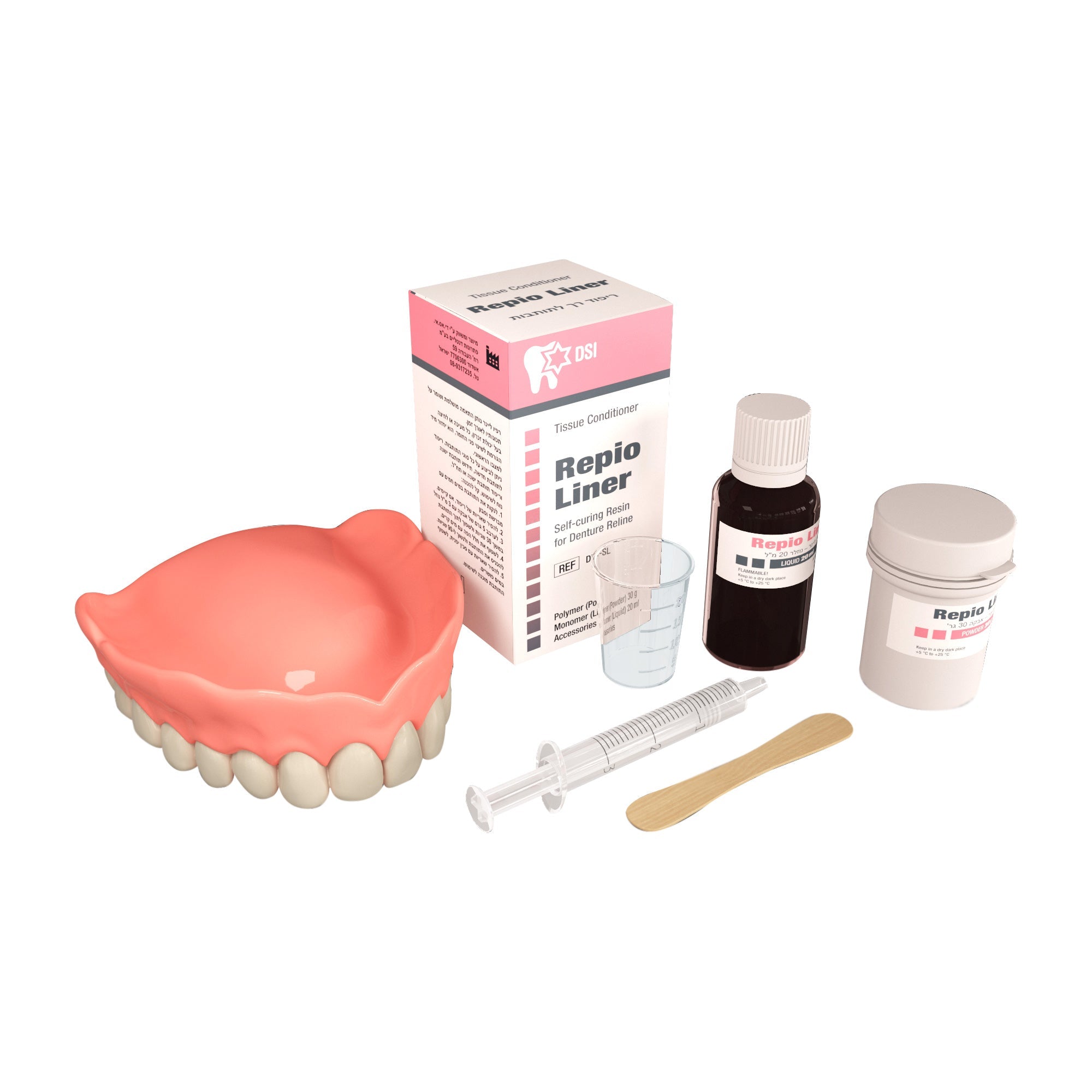 DSI DYI Repio Soft Liner Resin For Dentures Tissue Conditioner 30g + 20ml