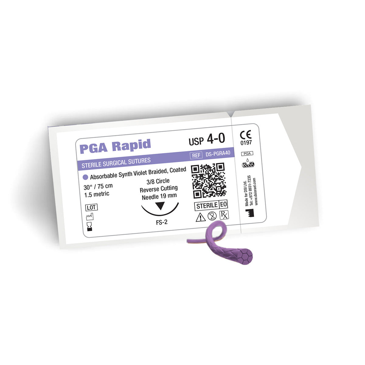 DIP PGA RAPID Surgical Suture Multifilament Resorbable 75cm 12/pk