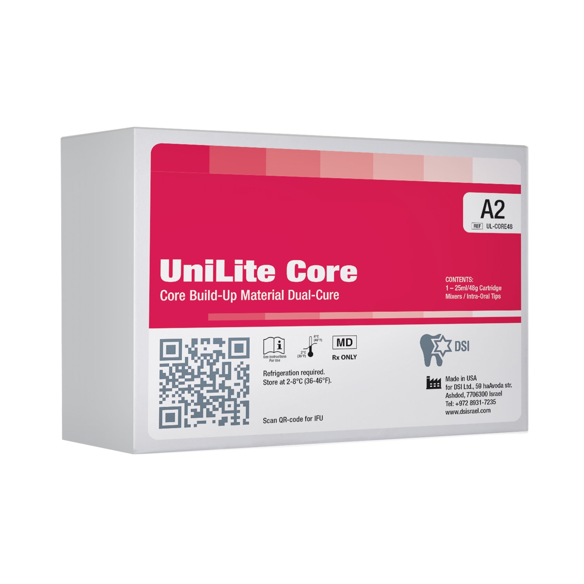 DSI UniLite Core Dual-Curing Core Build Up Material Automix Cartridge 48g