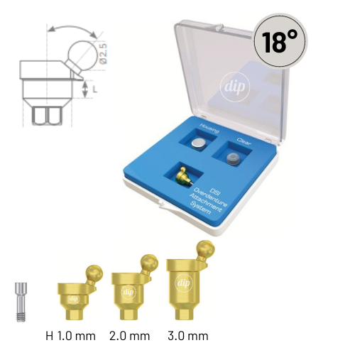 18° Angled Ball Attachment Basic Kit for Internal Hex RP 3.5