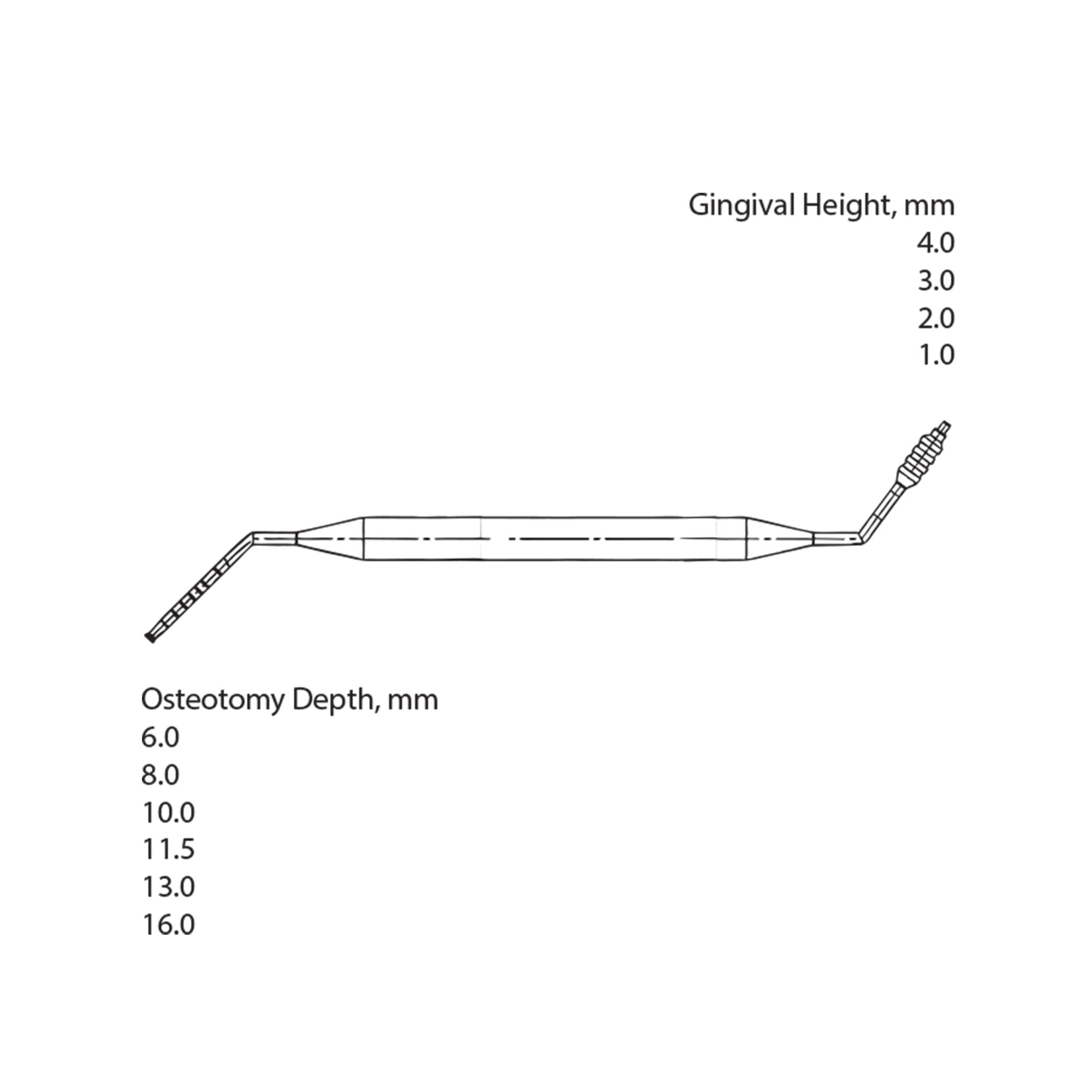 DIP Depth Gauge Measuring Tool Two Sided (Osteotomy / Gingival)