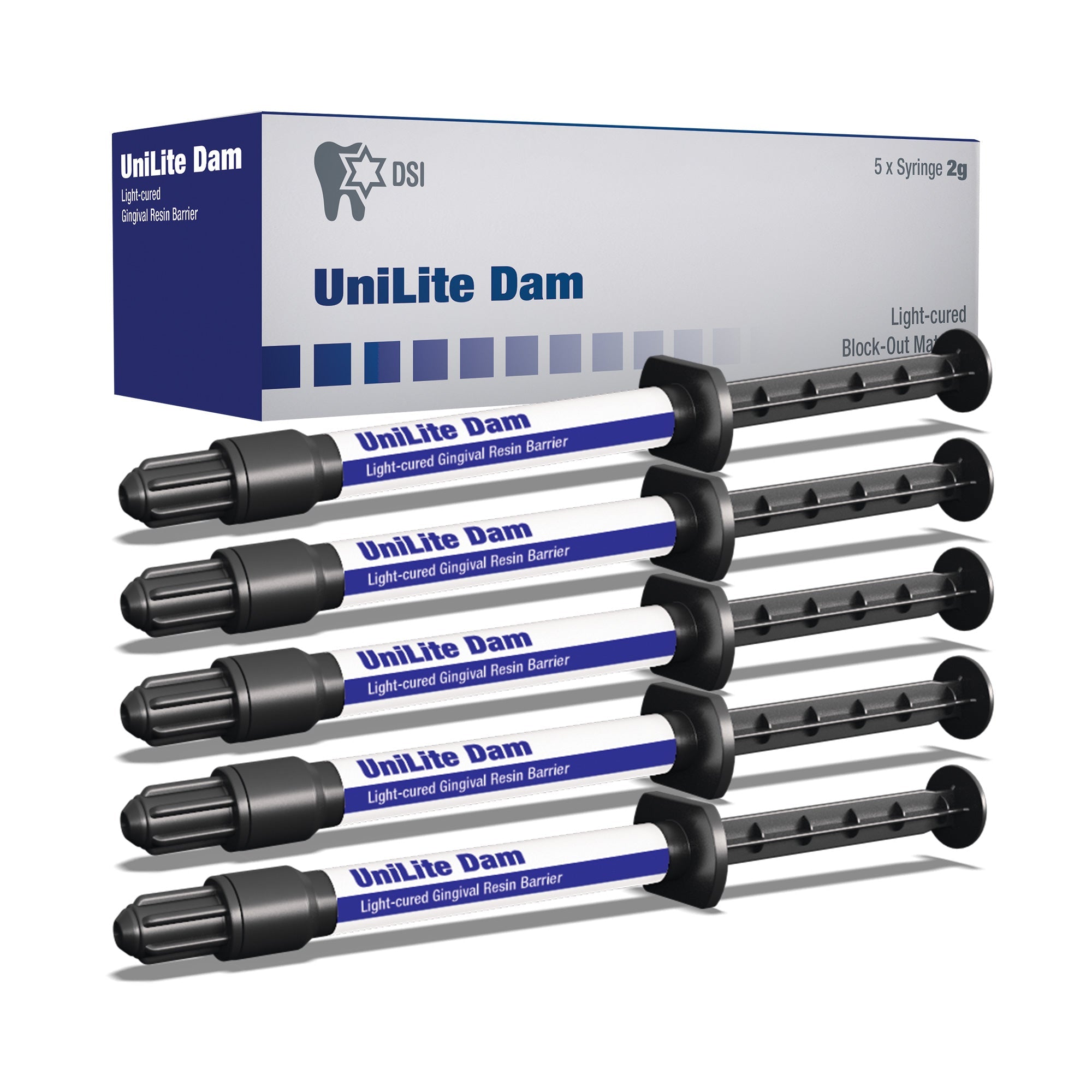 DSI UniLite Dam Light Curing Gingival Barrier 5x2g syringes