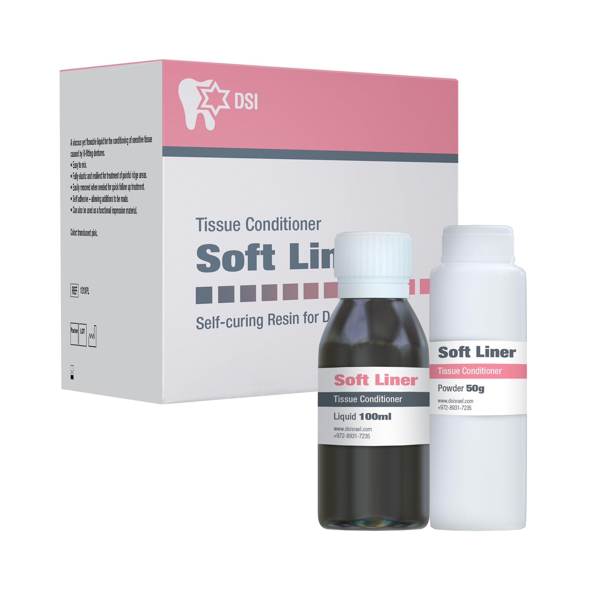 DIP Soft Liner Resin For Dentures Tissue Conditioner 2x50g + 100ml