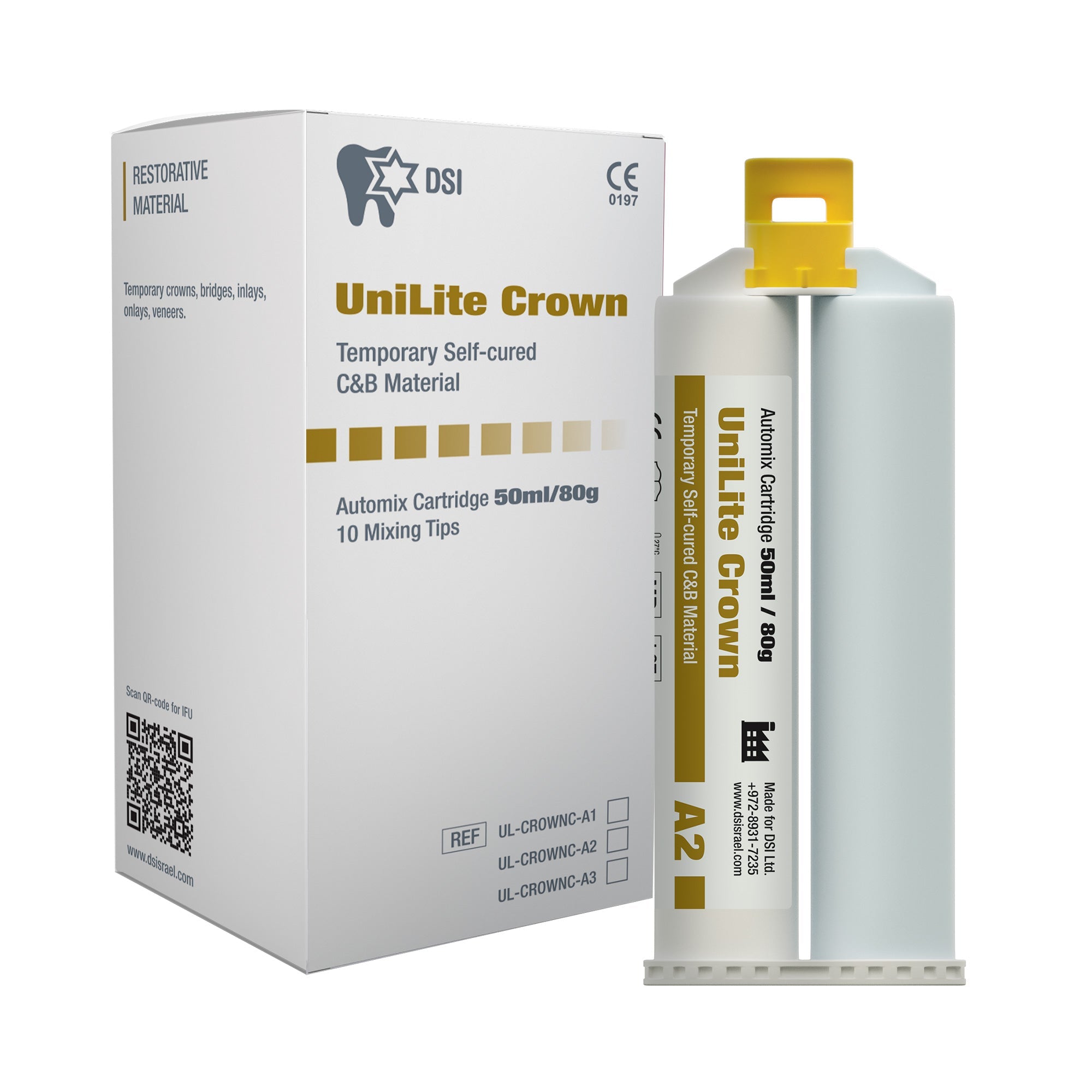 DIP UniLite Crown Temporary Self-Cure C&B Material 80g Automix Cartridge