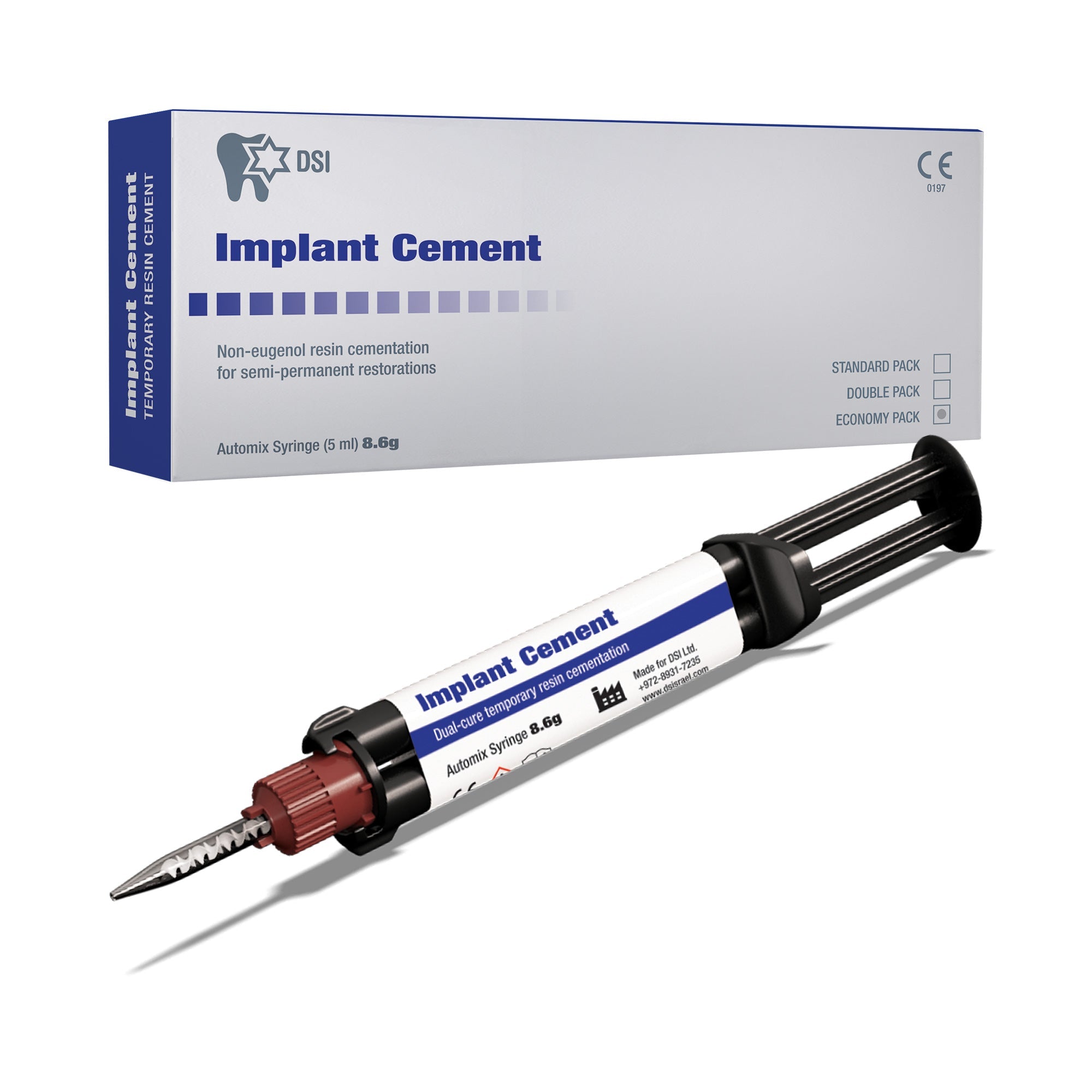 DIP Semi-Permament Implant Cement For Crowns 8.6g Automix Syringe