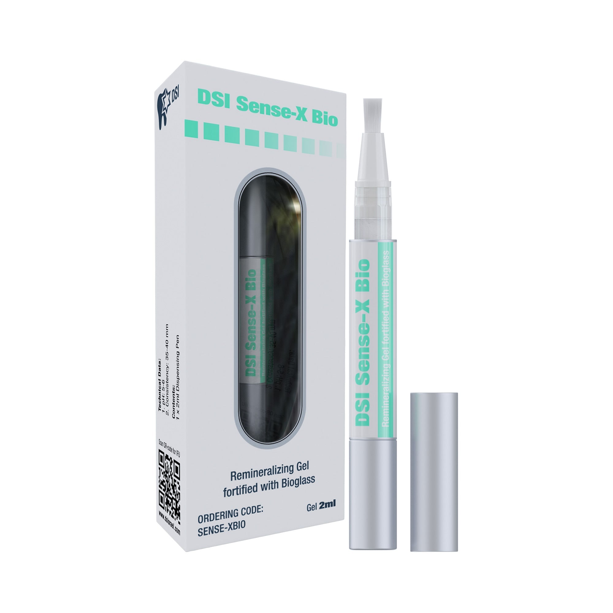 Bioglass enamel remineralizing gel with brush applicator