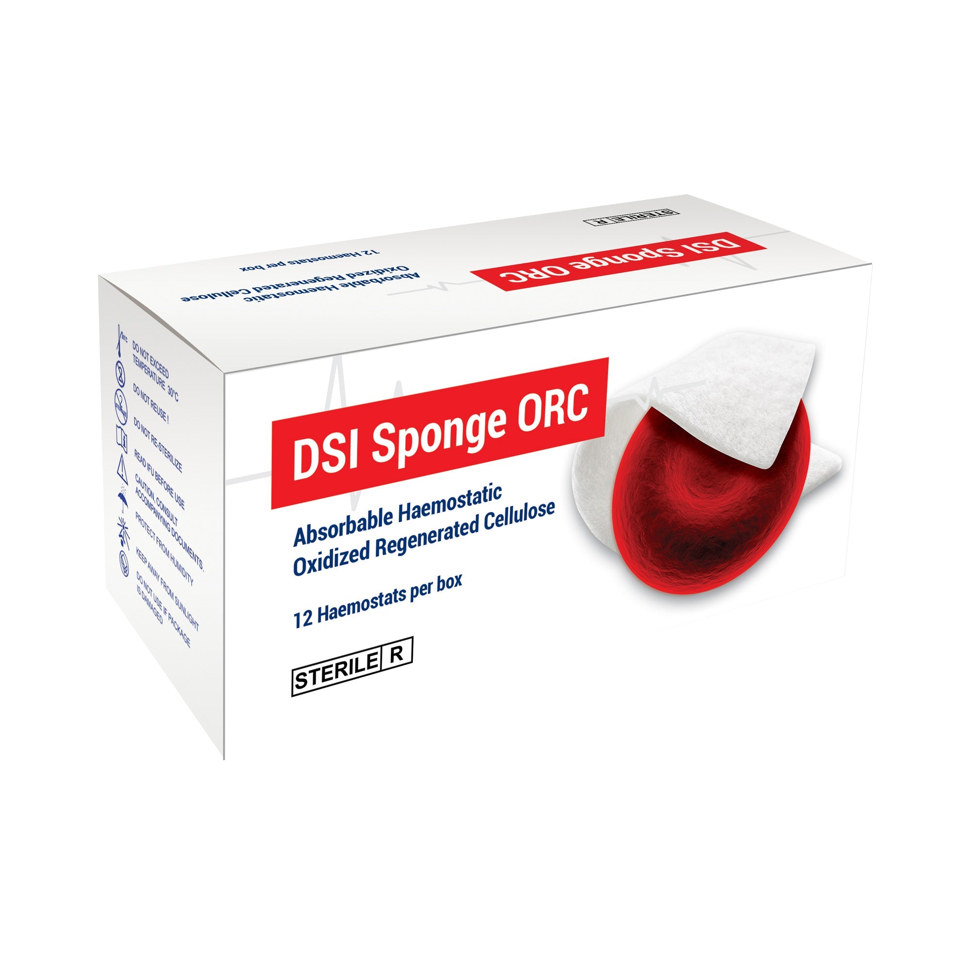 DSI ORC Sterile Absorbable Hemostatic Sponge Fibrillose Fabric 25x51mm