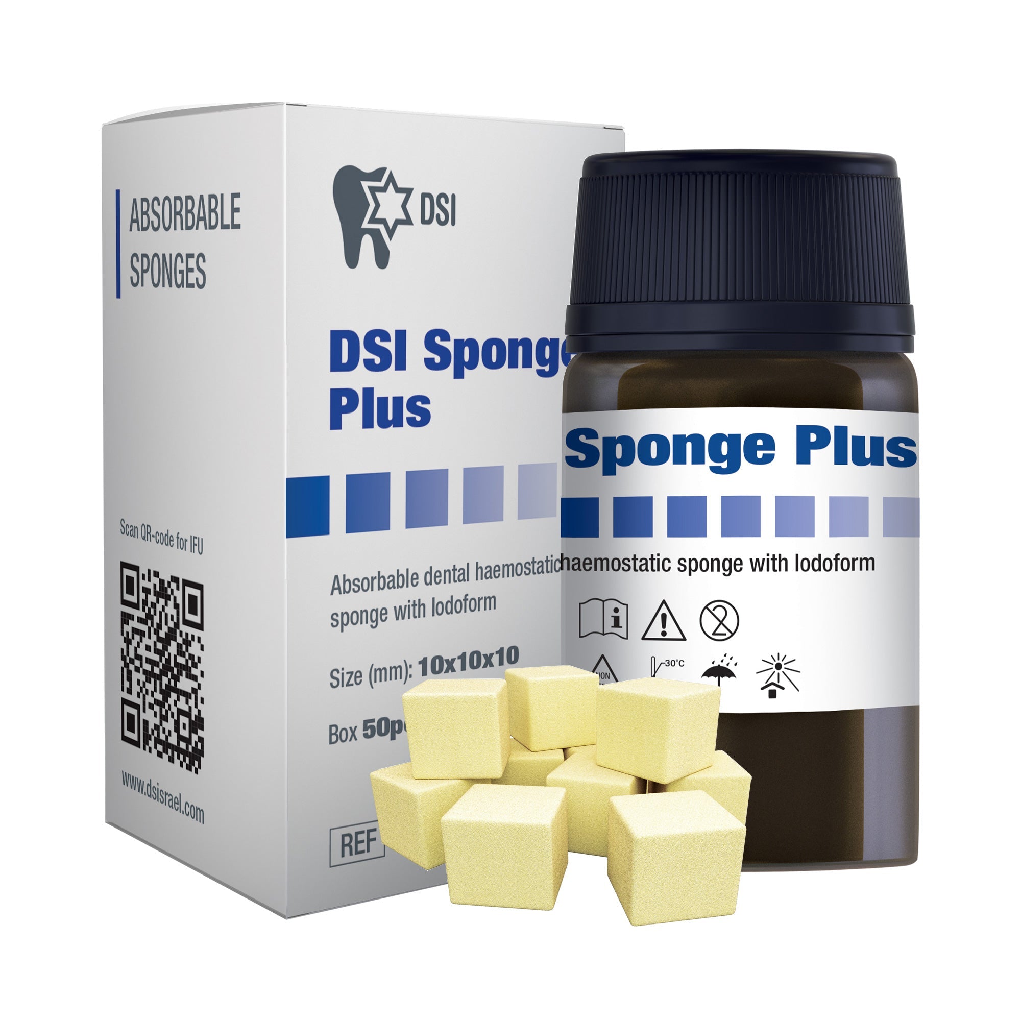 DIP Collagen Sponge Plus Absorbable Hemostatic with Iodoform 10x10mm