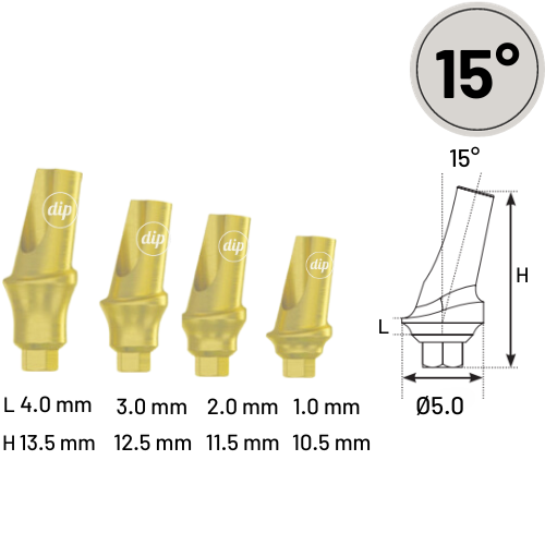 15° Concave Angled Titanium Abutment for Internal Hex RP 3.5