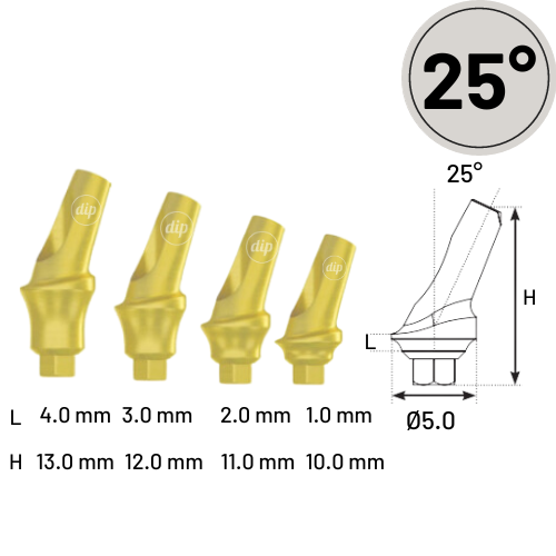 25° Concave Angled Titanium Abutment for Internal Hex RP 3.5