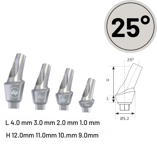 25° Anatomic Angled Titanium Abutment for Internal Hex RP 3.5