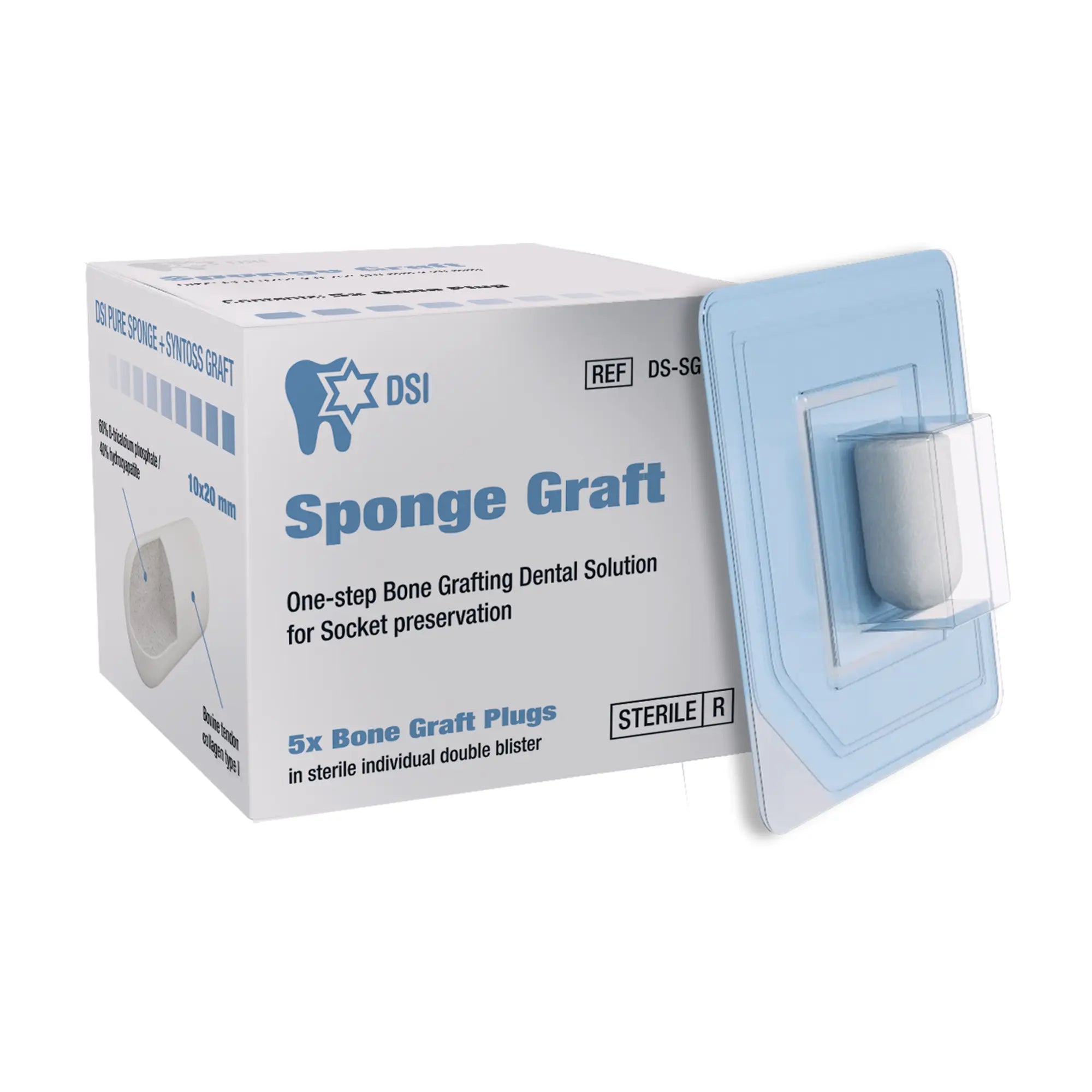 SpongeGraft Bone Plugs for Socket Ridge Grafting Ø10mm L20mm