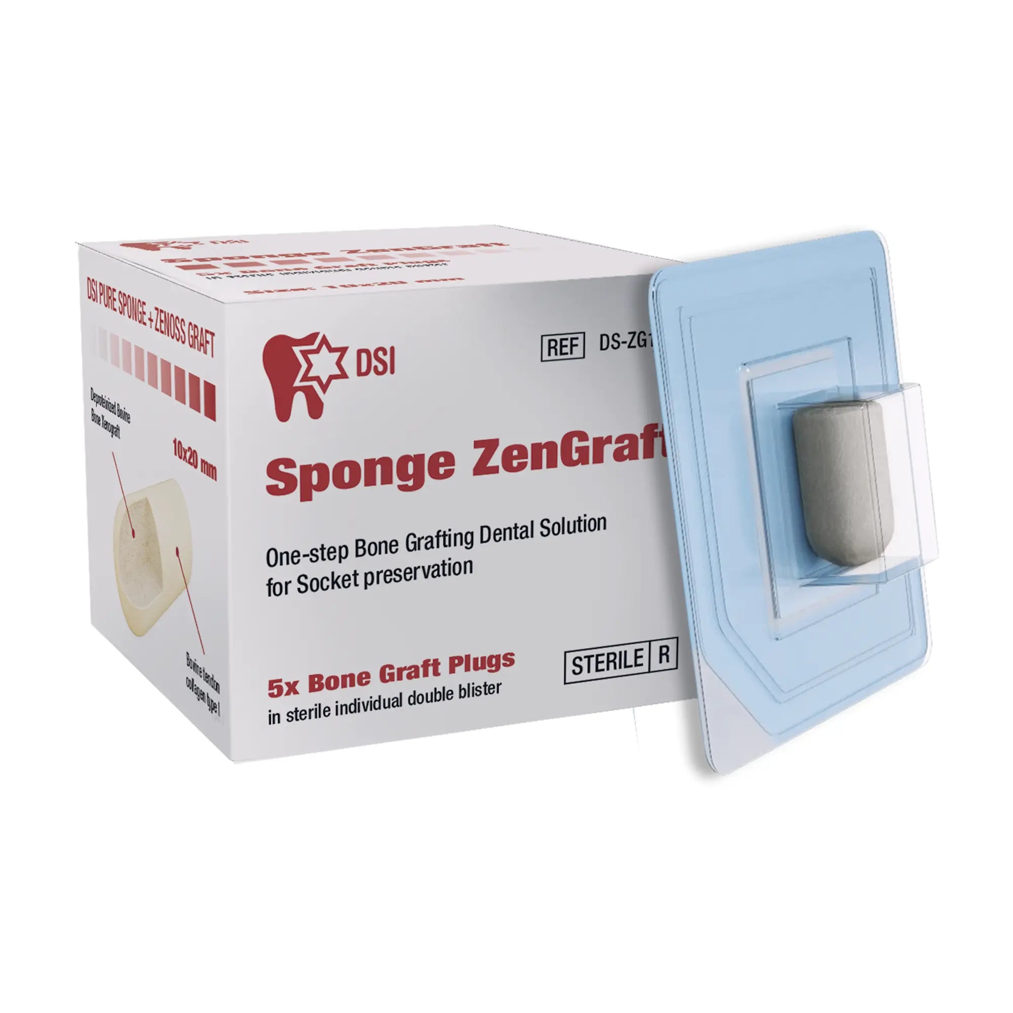 DIP Sponge ZenGraft Bone Plugs for Ridge Grafting 100% Bovine