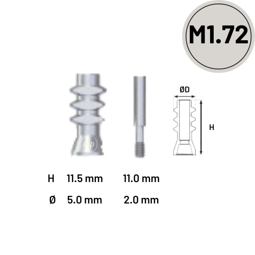 Open-Tray Impression Coping for Multi-Unit M1.72 For Internal Hex RP 3.5 (Short)