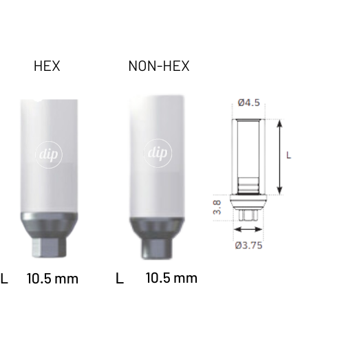 UCLA + CoCr Castable Abutment for Internal Hex RP 3.5