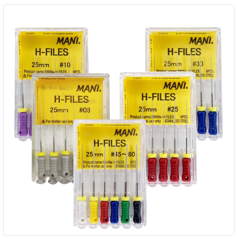 Mani Root Canal Hedstrom SS H-Files 6/pk 25mm