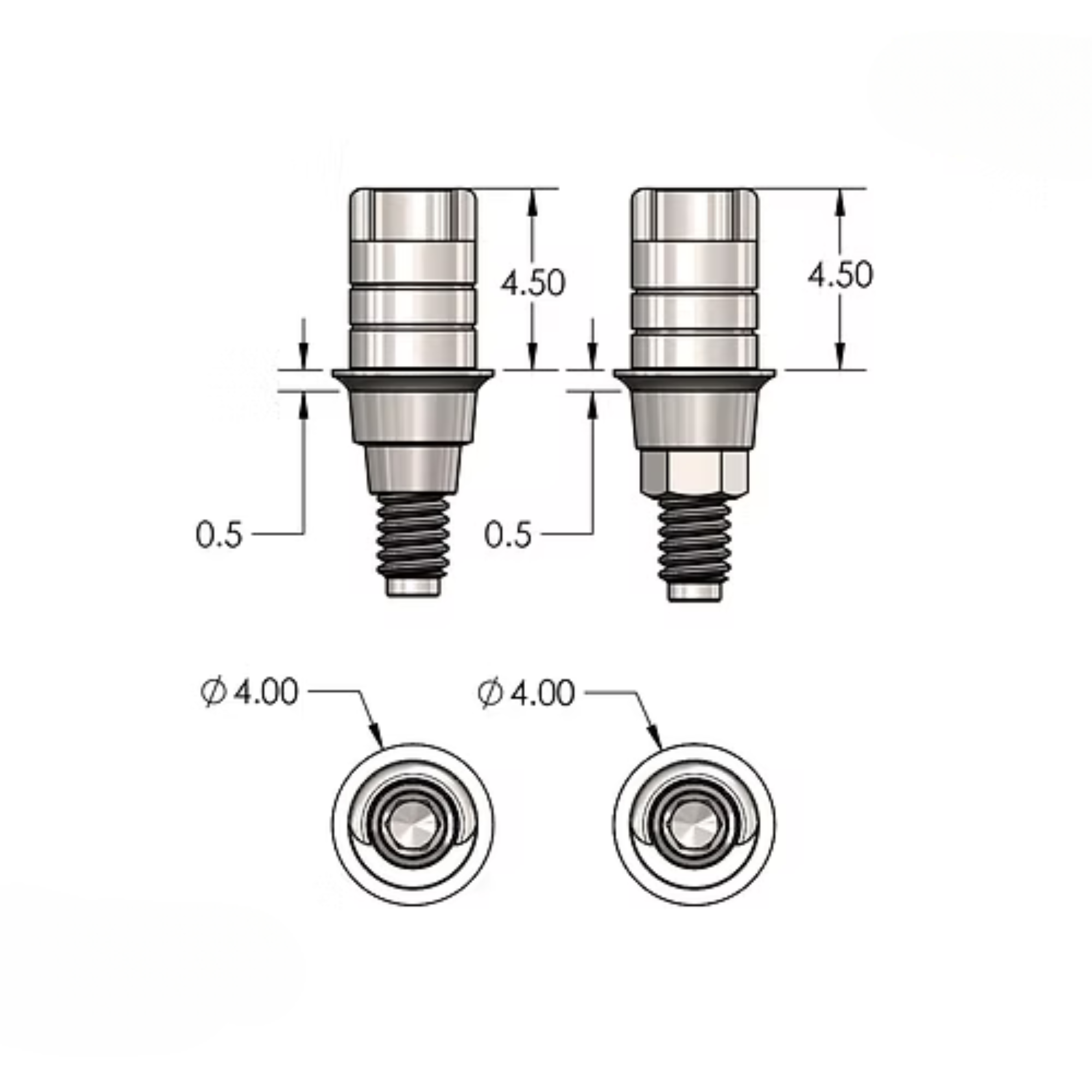 Ti-Base Abutment Compatible with MegaGen AnyRidge® GH=0.6mm Ø4.5mm_5
