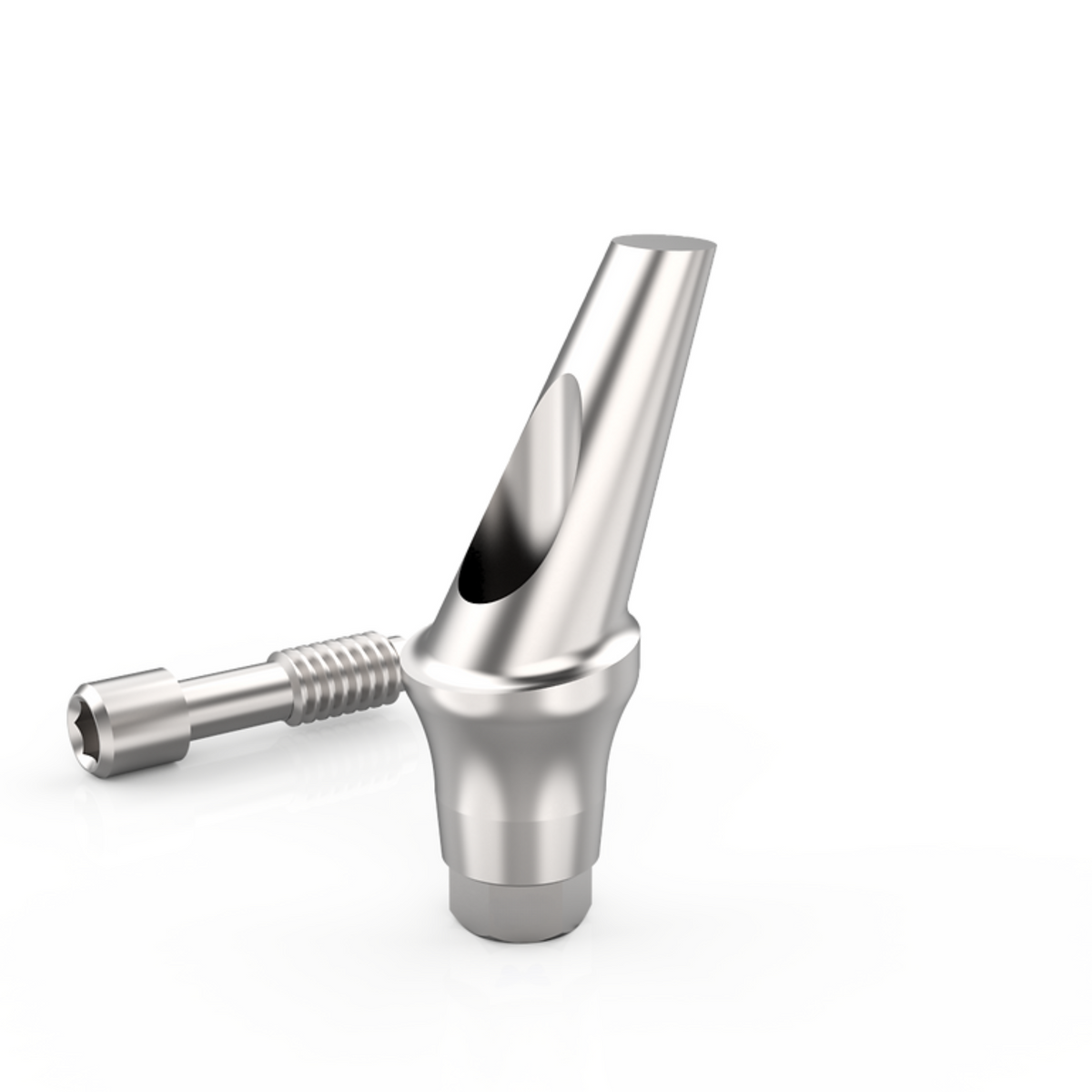 Angled Shoulder Abutment Compatible with MegaGen AnyRidge®, low gingiva height, titanium with connection screw