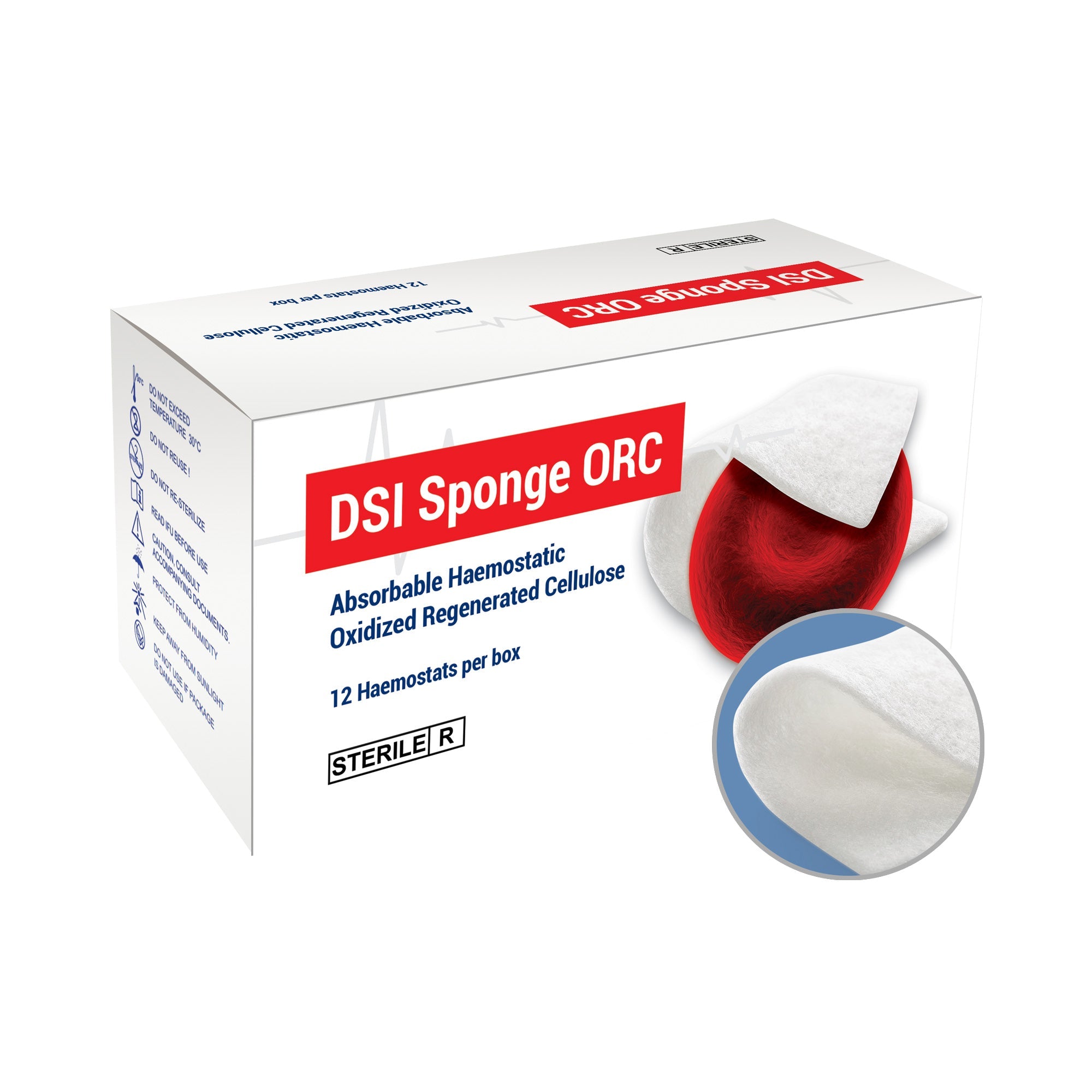 DIP ORC Sterile Absorbable Hemostatic Sponge Non-Woven 25x51mm