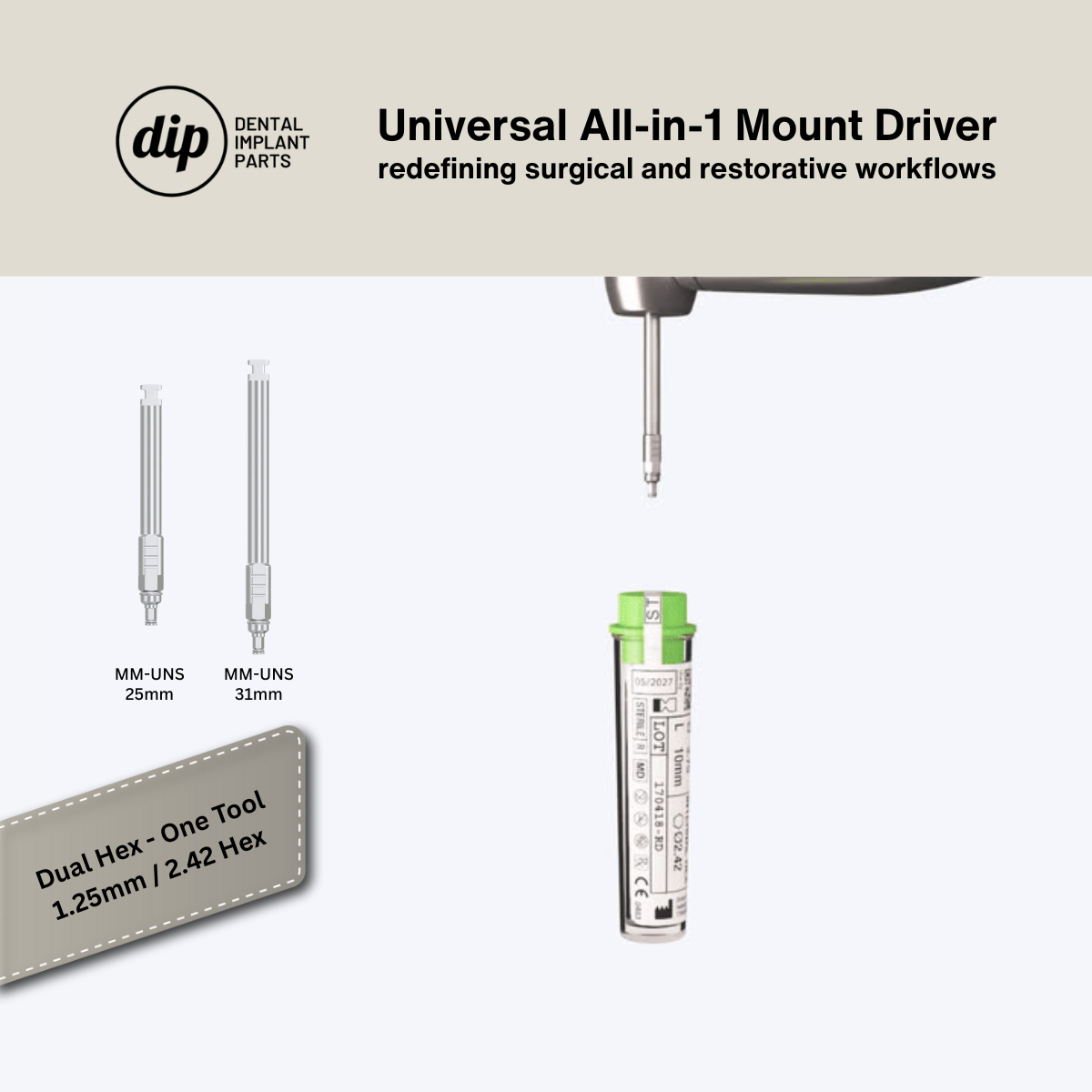 Universal Driver All-In-One Motor Mount For Implants & Prosthetics (Bits)