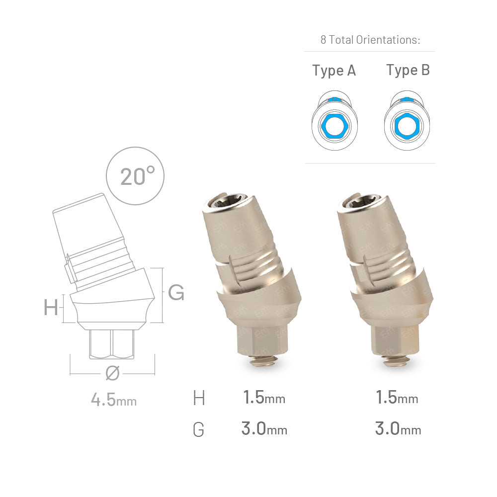Internal Hex Ø2.42mm RP 3.5 Sirona® CEREC compatible 20° angled CAD/CAM Ti-Base